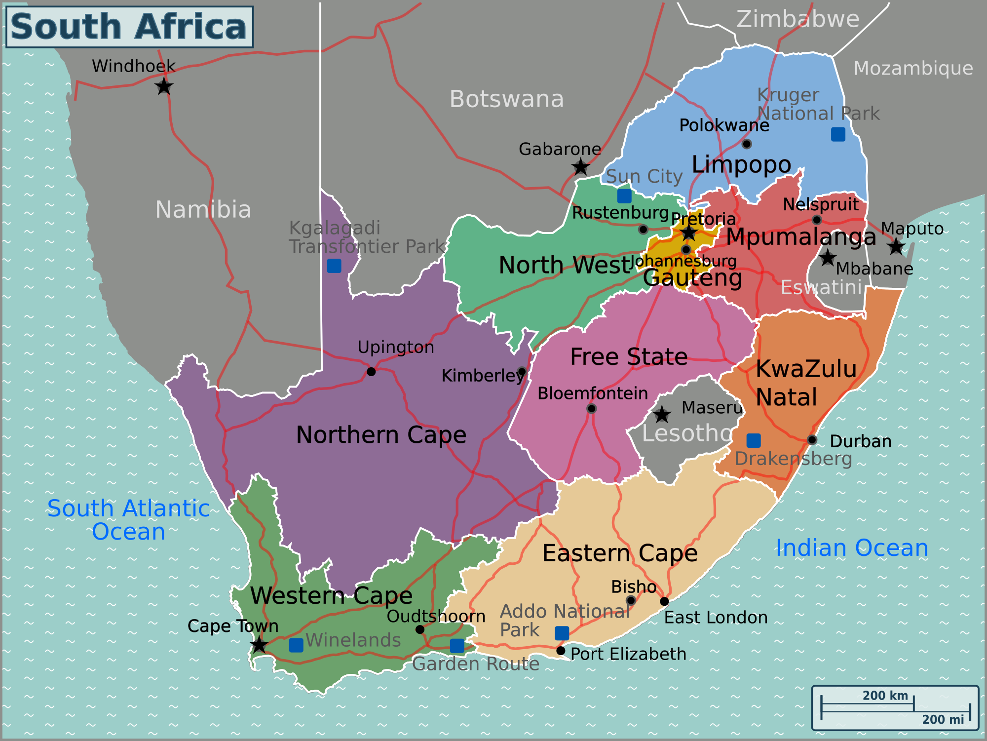 South Africa Regions map